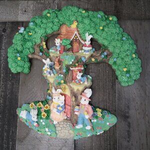 Easter Jubilee Resin Easter Bunny Tree Wall Hanging Spring Decor Vintage